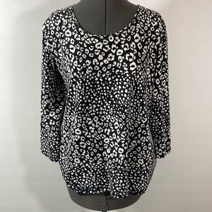 Rebecca Malone Top Women Size XL Black & White Pull Over Long Sleeves